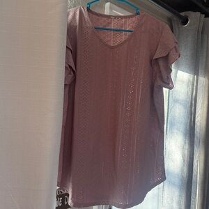 Elegant Mauve Ruffle Sleeve Top